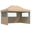 Image de vidaXL Tente de réception pliable Pop-Up avec 3 panneaux latéraux Beige