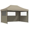 Image de vidaXL Tente de réception pliable Pop-Up avec 3 panneaux latéraux Taupe