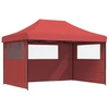 Image de vidaXL Tente de réception pliable Pop-Up avec 3 panneaux latéraux rouge bourgogne