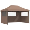 Image de vidaXL Tente de réception pliable Pop-Up avec 3 parties latérales brun