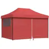 Image de vidaXL Tente de réception pliable Pop-Up avec 4 panneaux latéraux rouge bourgogne