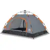 Image de vidaXL Tente de camping 3 personnes Gris et orange Quick Release