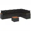 Image de vidaXL Ensemble de jardin canapé 8 pièces avec coussins noir poly rotin