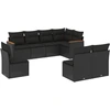 Image de vidaXL Ensemble de jardin canapé 8 pièces avec coussins noir poly rotin