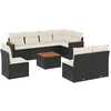 Image de vidaXL Ensemble de salon de jardin 9 pièces avec coussins noir poly rotin