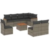 Image de vidaXL Ensemble de salon de jardin 9 pièces avec coussins Gris Poly rotin