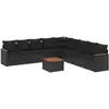 Image de vidaXL Ensemble de 10 canapés de jardin avec coussins noir poly rotin