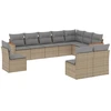 Image de vidaXL Ensemble de salon de jardin 10 pièces avec coussins Beige Poly Rattan