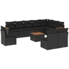 Image de vidaXL Ensemble de salon de jardin 11 pièces avec coussins noir poly rotin