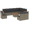 Image de vidaXL Ensemble de salon de jardin 11 pièces avec coussins Gris Poly rotin