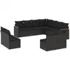 Image de vidaXL Ensemble de salon de jardin 11 pièces avec coussins noir poly rotin