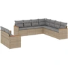 Image de vidaXL Ensemble de salon de jardin 9 pièces avec coussins beige Poly rotin