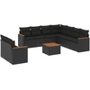 Image de vidaXL Ensemble de 10 canapés de jardin avec coussins noir poly rotin