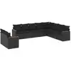 Image de vidaXL Ensemble de 10 canapés de jardin avec coussins noir poly rotin