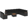 Image de vidaXL Ensemble de salon de jardin 11 pièces avec coussins noir poly rotin