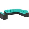 Image de vidaXL Ensemble de 11 canapés de jardin avec coussins, polyrattan noir