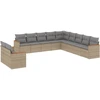 Image de vidaXL Ensemble de salon de jardin 11 pièces avec coussins Beige Poly Rattan