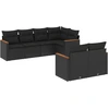 Image de vidaXL Ensemble de salon de jardin 7 pièces avec coussins noir poly rotin