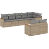 Image de vidaXL Ensemble de jardin canapé 8 pièces avec coussins Beige Poly Rattan