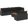 Image de vidaXL Ensemble de salon de jardin 9 pièces avec coussins noir poly rotin