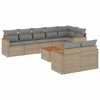 Image de vidaXL Ensemble de salon de jardin 9 pièces avec coussins beige Poly rotin