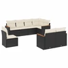 Image de vidaXL Ensemble de jardin canapé 8 pièces avec coussins noir poly rotin