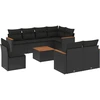 Image de vidaXL Ensemble de salon de jardin 9 pièces avec coussins noir poly rotin