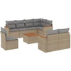 Image de vidaXL Ensemble de salon de jardin 9 pièces avec coussins beige Poly rotin