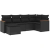 Image de vidaXL Ensemble de salon de jardin 6 pièces avec coussins noir poly rotin