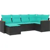 Image de vidaXL Ensemble de 6 canapés de jardin avec coussins, polyrattan noir