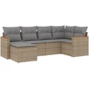 Image de vidaXL Ensemble de salon de jardin 6 pièces avec coussins Beige Poly Rattan
