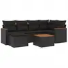 Image de vidaXL Ensemble de salon de jardin 7 pièces avec coussins noir poly rotin
