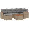 Image de vidaXL Ensemble de salon de jardin 7 pièces avec coussins Beige Poly Rattan