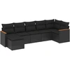 Image de vidaXL Ensemble de salon de jardin 7 pièces avec coussins noir poly rotin