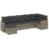 Image de vidaXL Ensemble de salon de jardin 7 pièces avec coussins Gris Poly rotin
