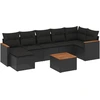 Image de vidaXL Ensemble de jardin canapé 8 pièces avec coussins noir poly rotin