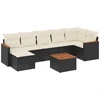 Image de vidaXL Ensemble de jardin canapé 8 pièces avec coussins noir poly rotin