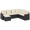 Image de vidaXL Ensemble de salon de jardin 7 pièces avec coussins noir poly rotin