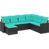 Image de vidaXL Ensemble de 7 canapés de jardin avec coussins, polyrattan noir