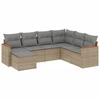 Image de vidaXL Ensemble de salon de jardin 7 pièces avec coussins Beige Poly Rattan