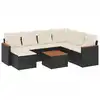 Image de vidaXL Ensemble de jardin canapé 8 pièces avec coussins noir poly rotin