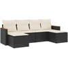 Image de vidaXL Ensemble de salon de jardin 6 pièces avec coussins noir poly rotin