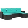 Image de vidaXL Ensemble de 6 canapés de jardin avec coussins, polyrattan noir