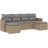 Image de vidaXL Ensemble de salon de jardin 6 pièces avec coussins Beige Poly Rattan