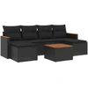 Image de vidaXL Ensemble de salon de jardin 7 pièces avec coussins noir poly rotin