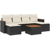 Image de vidaXL Ensemble de salon de jardin 7 pièces avec coussins noir poly rotin