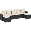 Image de vidaXL Ensemble de salon de jardin 7 pièces avec coussins noir poly rotin