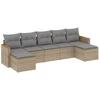 Image de vidaXL Ensemble de salon de jardin 7 pièces avec coussins Beige Poly Rattan