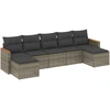 Image de vidaXL Ensemble de salon de jardin 7 pièces avec coussins Gris Poly rotin
