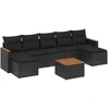 Image de vidaXL Ensemble de jardin canapé 8 pièces avec coussins noir poly rotin